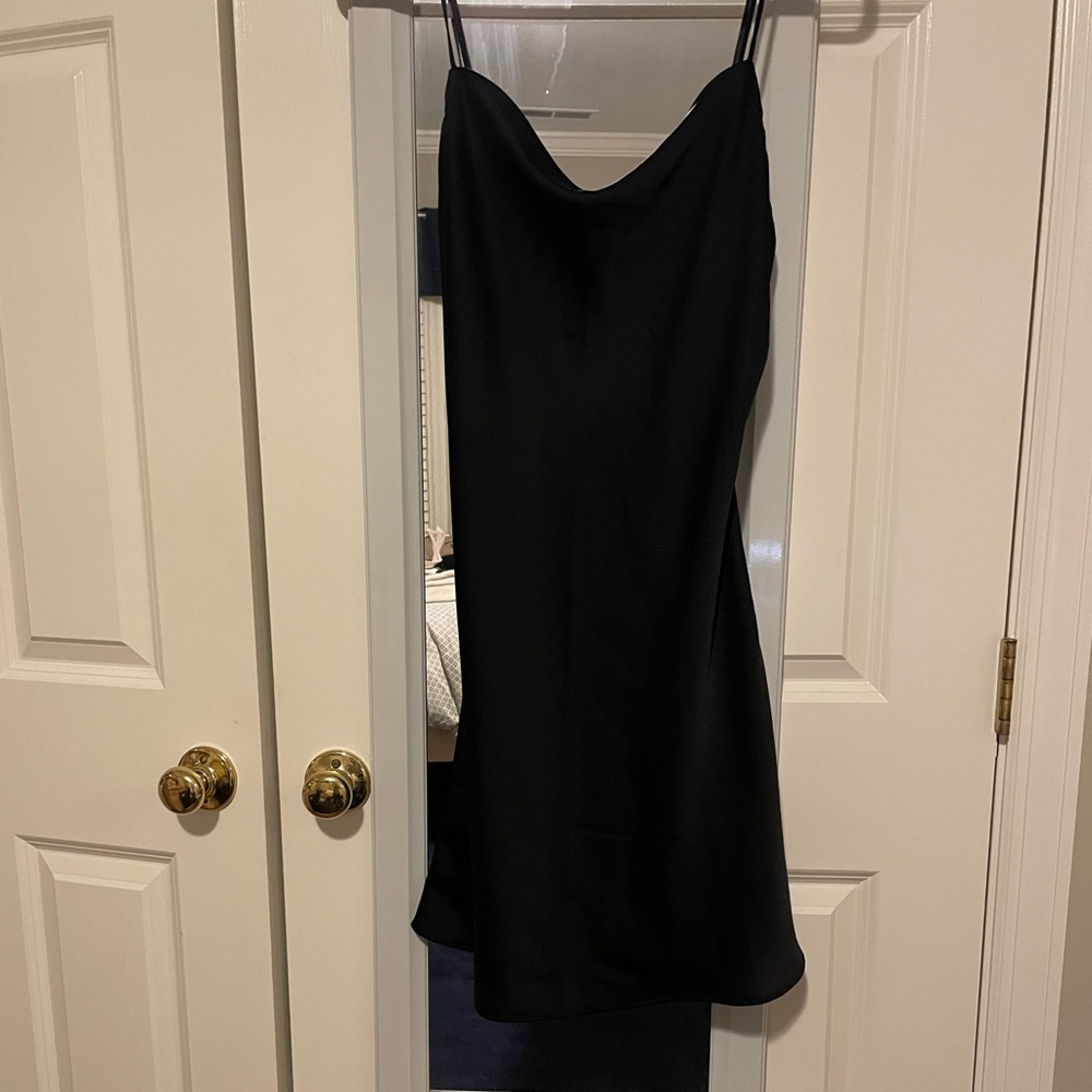 Abercrombie black cowl neck silk dress